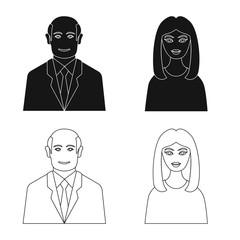 Isolated object of hairstyle and profession symbol. Set of hairstyle and character stock vector illustration.