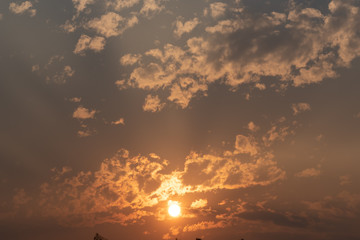 Beautiful sunrise or sunset landscape.Sunshine in summer background.Scenic beautiful nature cloudscape with sunlight in summer time.