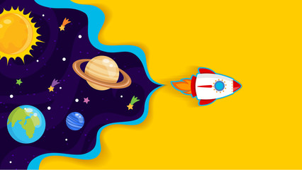 Space background with stars and planets © Anastasia Popova