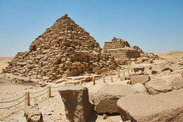 Pyramids of Queens near the Pyramid of Menkaure in Giza