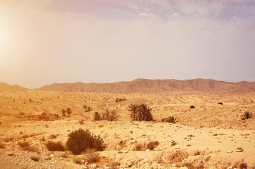 Tunisian rock and sand desert
