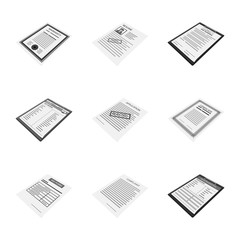 Vector design of print and office symbol. Set of print and advertise stock symbol for web.