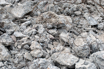 small fragments of concrete