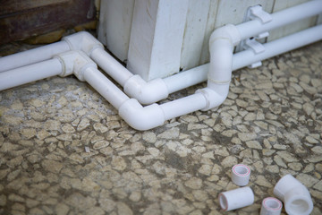 Installation of pipes for steam heating. Polypropylene pipes for heating and water.