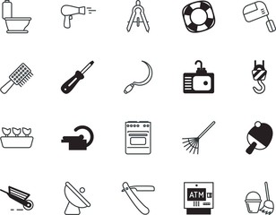 Obraz premium equipment vector icon set such as: clinical, cooker, retro, blow, shave, different, ping, play, rake, engineer, maths, gas, patient, garbage, stainless, broadcasting, quality, razor, blowing