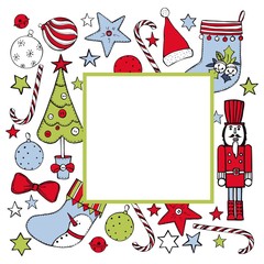 Christmas vector  frame with hand drawn elements