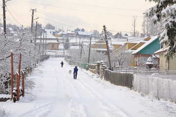 Fototapeta premium podgórska wieś zimą