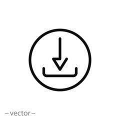 download icon, file inbox, upload button, thin line web symbol on white background - editable stroke vector illustration eps10.eps