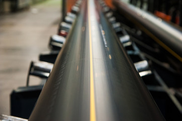 Production of plastic water pipes in the factory