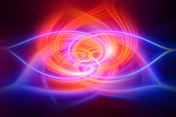 Abstraction with multi-colored longitudinal lines in the shape of a flower
