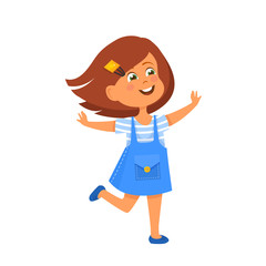 Cute happy girl dancing