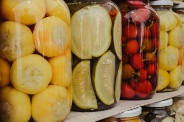 Traditional Romanian pickles of various fruits and vegetables