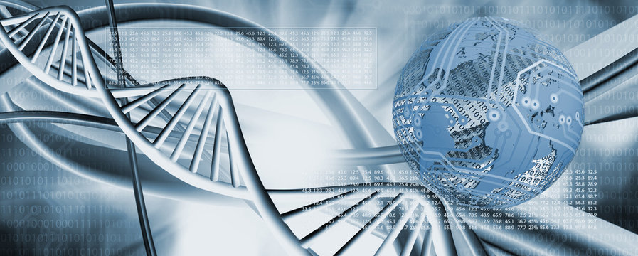 abstract image of dna chain on blurred background