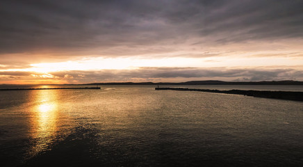 Panoramic_view on marine cargo commercial port . The port has exit