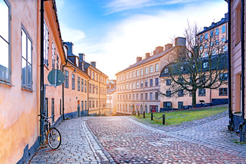 Naklejka premium Street of the Old Town in Stockholm, the capital of Sweden