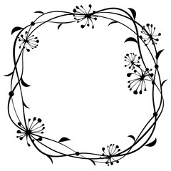 Black decorative floral frame. Element for your design. Vector illustration.