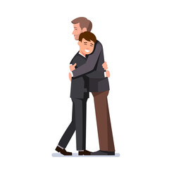 Two hugging business men. or father and child