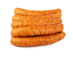 Sausage on a white background (view from a different angle in the portfolio)