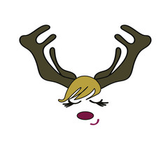 Christmas Reindeer Face. vector illustration of cartoon
