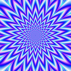 Star Mania in Blue Pink White and Violet / A digital abstract fractal image with an optically challenging psychedelic design in blue, pink and violet. - 291355646