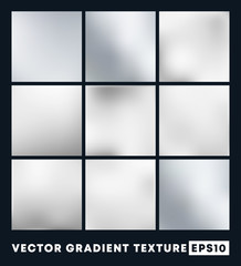 Set of silver gradient texture pattern background. Vector illustartion