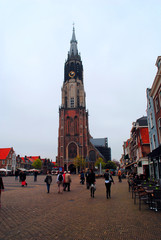 Fototapeta na wymiar View of the New Church, main square Delft (Netherlands)
