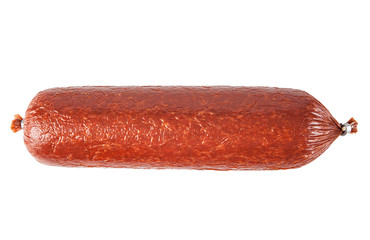 Salami on a white background (view from a different perspective in the portfolio)