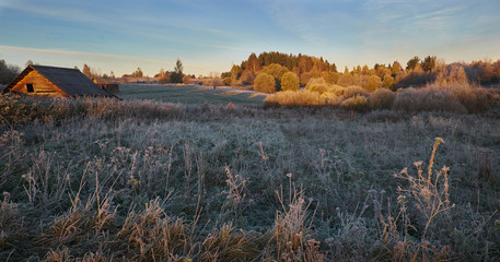 Autumn morning in village