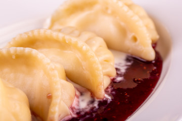 Home-made cottage cheese jam and sour cream dumplings