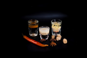 refreshing fruit cocktails on a black background