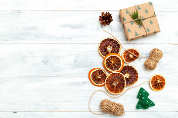 Christmas craft. christmas decor hand made. Copy space