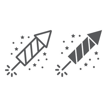Christmas firework line and glyph icon, party and new year, firecracker sign, vector graphics, a linear pattern on a white background.