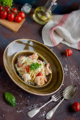 Pasta with seafood and tomatoes
