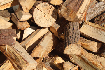 Woodpile of firewood. Close-up. Background. Texture.