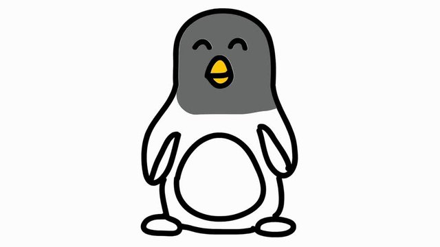 penguin hand drawn animation line sketch with transparent background
