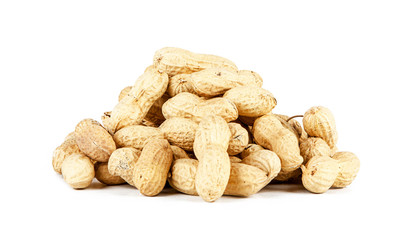 Peanuts isolated on white background (view from a different perspective in the portfolio)
