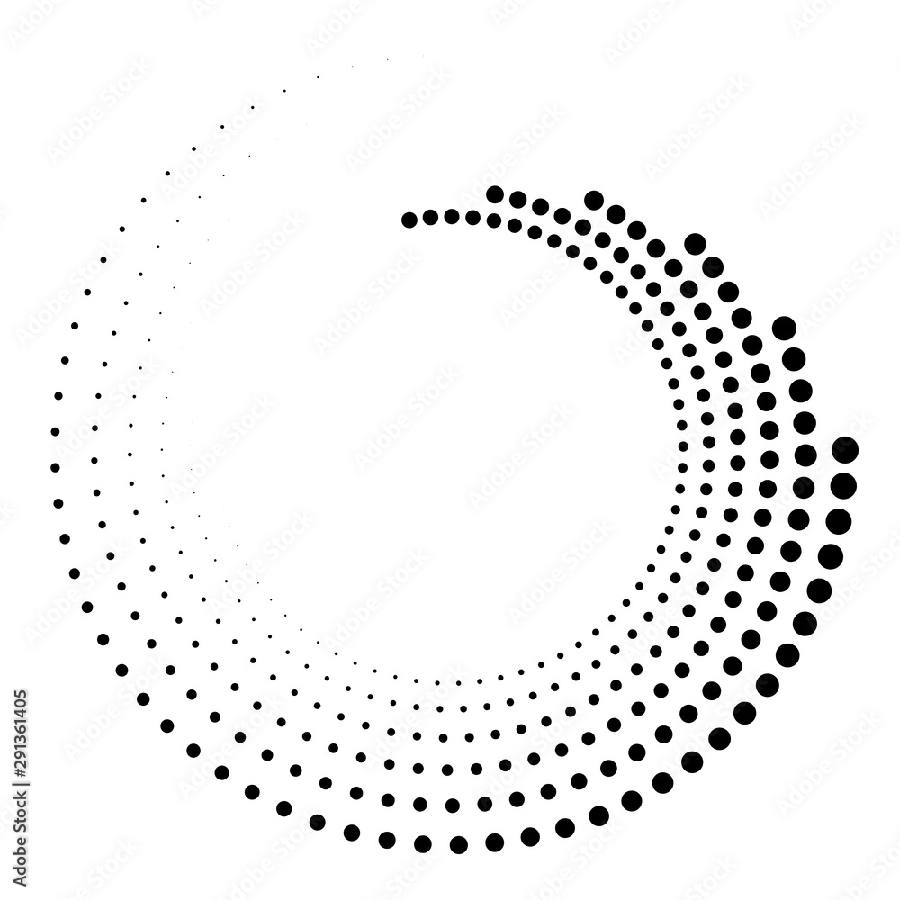 Fototapete dotted, dots, speckles abstract concentric circle. spiral, swirl, twirl element.circular and radial 