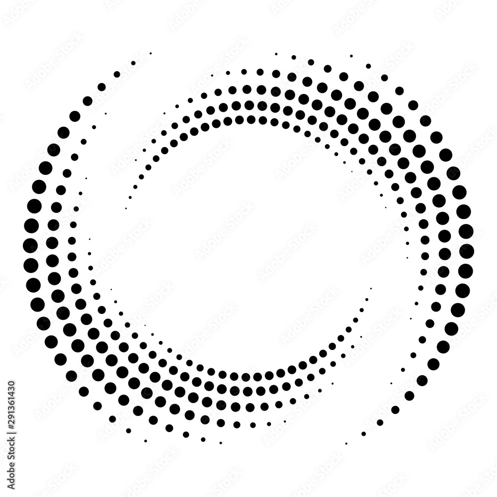 Poster dotted, dots, speckles abstract concentric circle. spiral, swirl, twirl element.circular and radial 