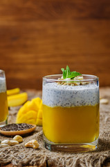 Mango Greek yogurt Chia seeds pudding with cashews