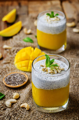 Mango Greek yogurt Chia seeds pudding with cashews