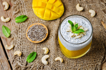 Mango Greek yogurt Chia seeds pudding with cashews