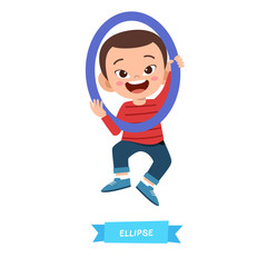 Fototapeta premium happy cute kids study many shape polygon