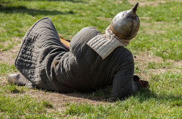 Medieval Slav warrior before the battle