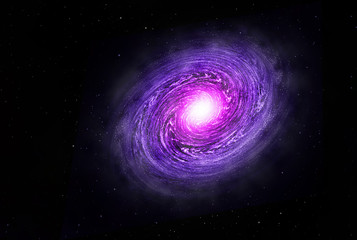 Spiral galaxy space with bright stars illustration. Abstract astronomical science background.