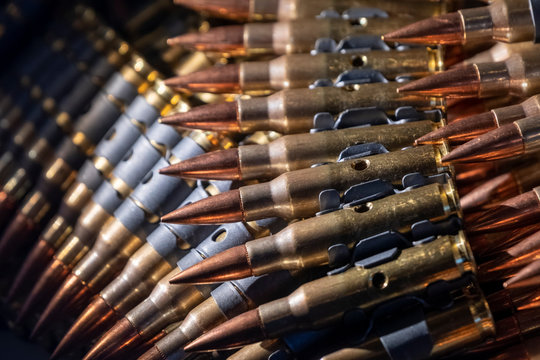 Machine Gun Ammunition Stacked, Can Be Used As A Background Image
