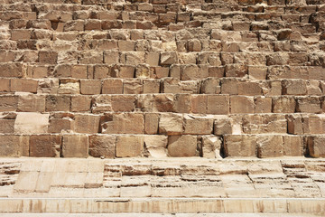 Western side of Pyramid of Khufu or the Pyramid of Cheop, the oldest and largest one  in the Giza...