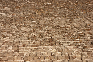 Western side of Pyramid of Khufu or the Pyramid of Cheop, the oldest and largest one  in the Giza...