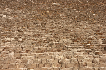 Western side of Pyramid of Khufu or the Pyramid of Cheop, the oldest and largest one  in the Giza pyramid complex