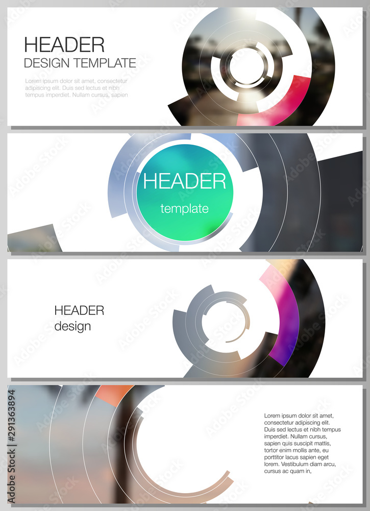 Poster the minimalistic vector illustration of the editable layout of headers, banner design templates. fut