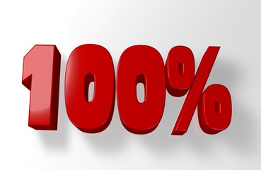 100% red numbers on a white background, isolated raster